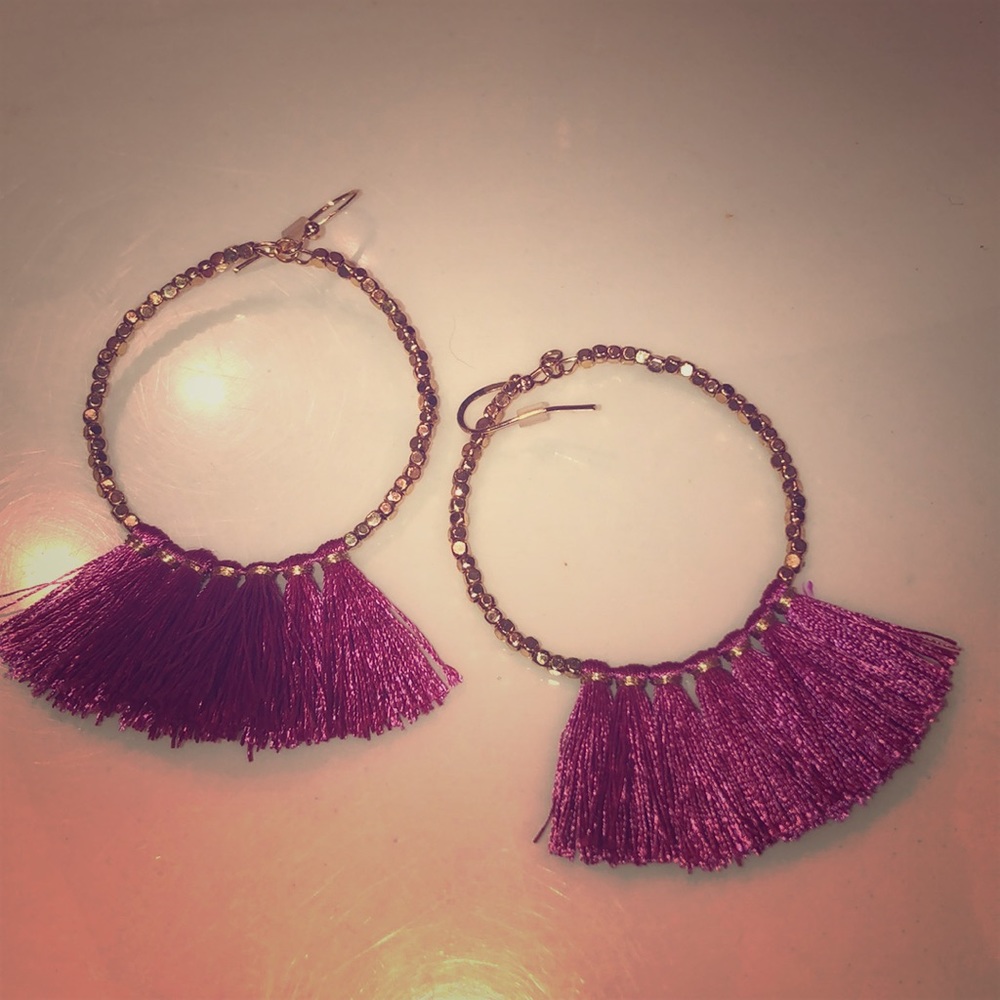 Francesca’s Rose gold bead and tassel earrings